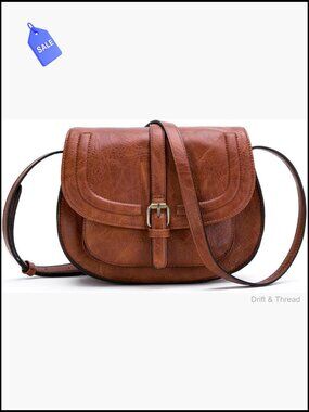 Vegan Leather Crossbody Bag, Small Saddle Purse, Magnetic Snap, Adjustable Strap